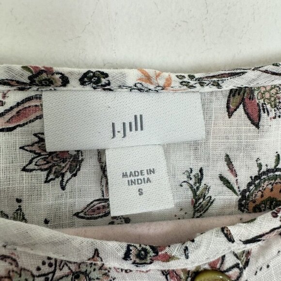 J. Jill Long Sleeve Semi Sheer Floral Button Down Gauze Material White Small - Picture 4 of 6